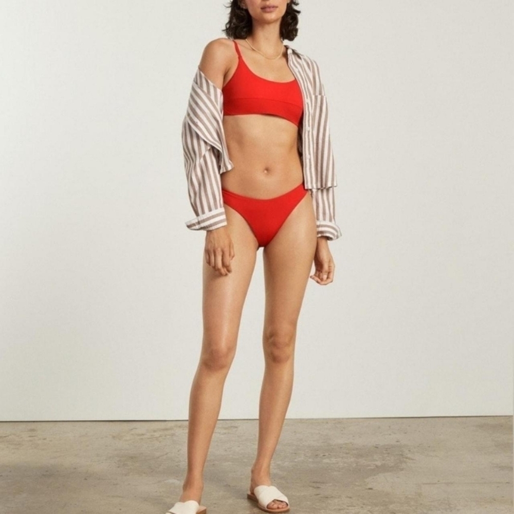 Everlane Swim Bottom Red Bikini The Thigh High Cut Nyle Bathing Suit